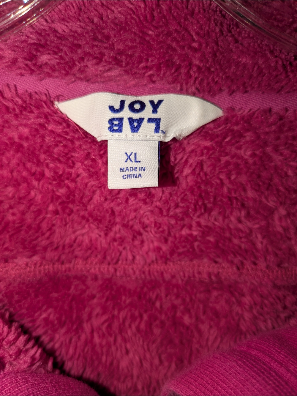 JoyLab Plush Half-Zip Teddy Jacket in Raspberry - Picture 3 of 6